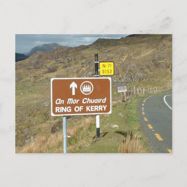 Ring of Kerry sign, Irland Postkarte (Vorderseite)
