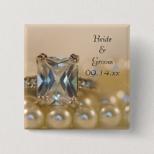 Ring Prinzessin-Diamant und weiße Perlen, die Button