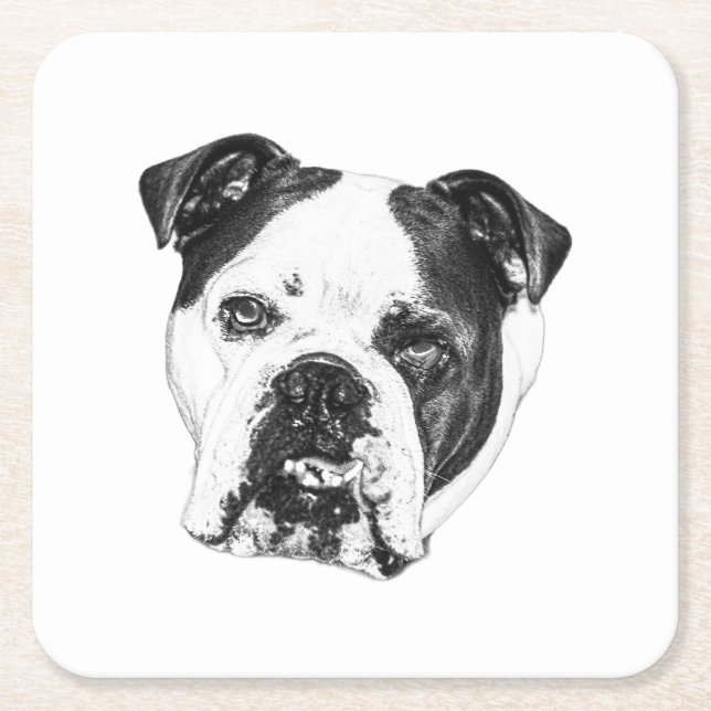 Ring-Safe Bulldog-Untersetzer Rechteckiger Pappuntersetzer (Vorderseite)
