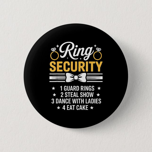 Ring Security Wedding Party Funny Ring Bearer  Button (Vorderseite)