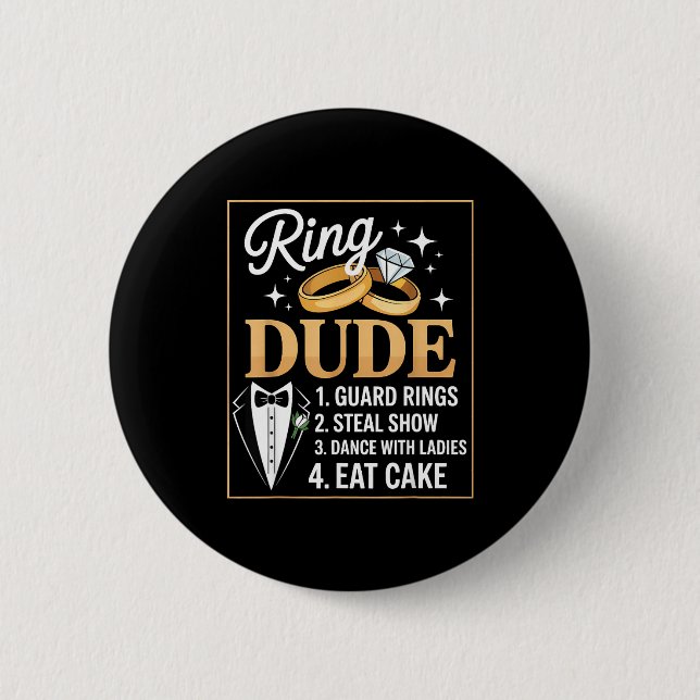 Ring Security Wedding Party Funny Ring Bearer  Button (Vorderseite)