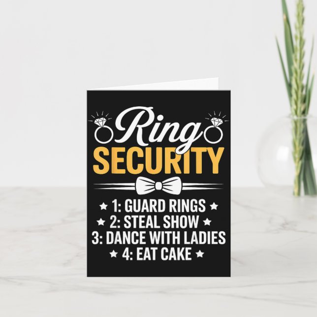 Ring Security Wedding Party Funny Ring Bearer  Karte (Vorderseite)