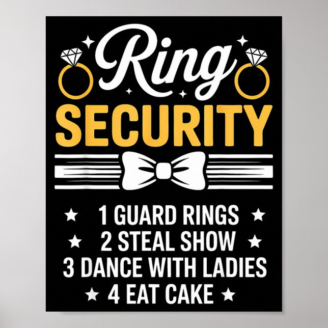 Ring Security Wedding Party Funny Ring Bearer  Poster (Vorne)