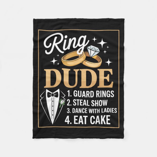 Ring-Sicherheit Hochzeitsfeier Lustiger Ringträger Fleecedecke (Vorderseite)