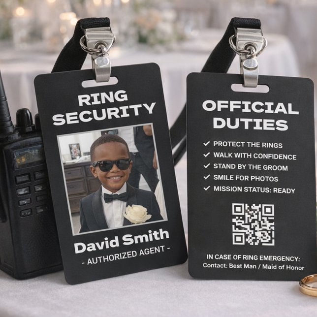 Ring-Sicherheitsabzeichen Schwarz Weiß Formaler An Ausweis (Ring Security badge with custom photo back)