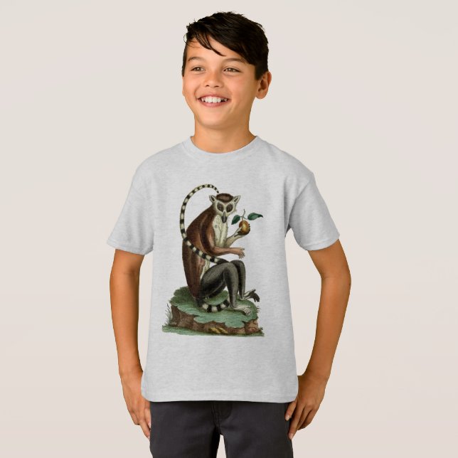 Ring-Tail Lemur T-Shirt: Zoologische Illustration  T-Shirt (Vorne ganz)