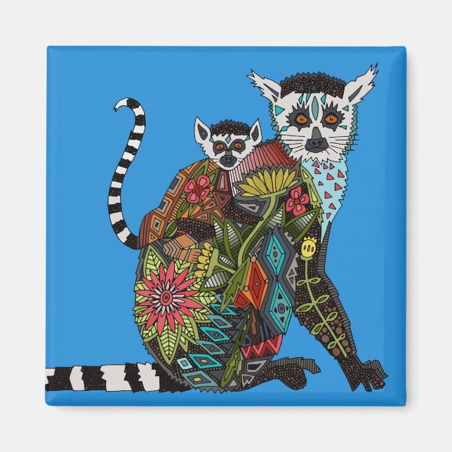 Ring Tails Lemur Liebe blau Magnet (Vorne)