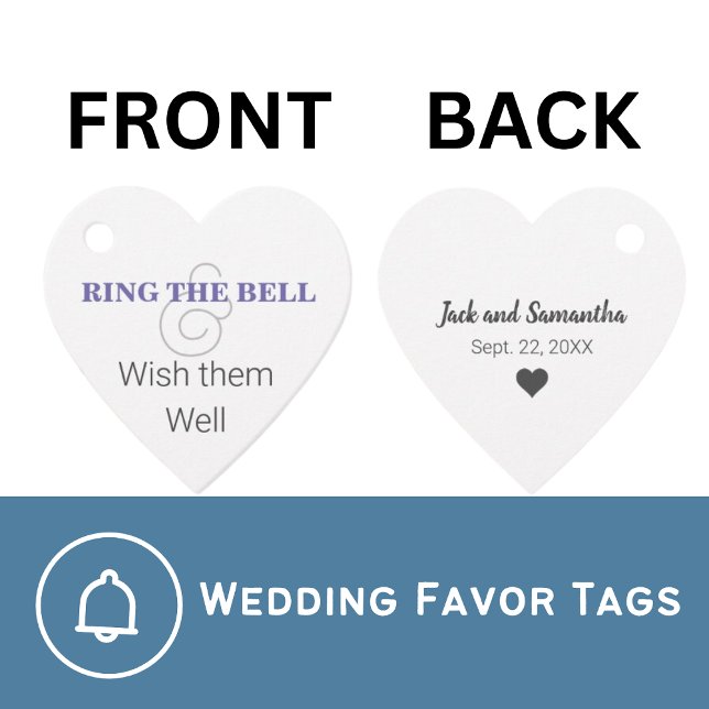 Ring the Bell & wünscht ihnen gute Herz Hochzeit Geschenkanhänger (Ring The Bell & Wish Them Well Wedding Bell Tag)