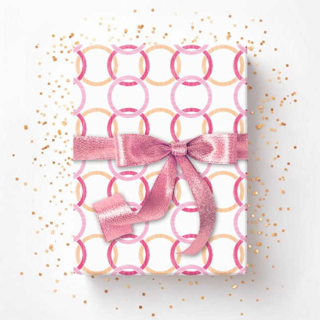 Ring Toss Interlocking Circles in Pink and Orange Geschenkpapier (Von Creator hochgeladen)