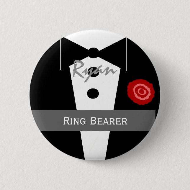 RING-TRÄGER individueller Nametux-Hochzeit Button (Vorderseite)