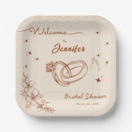 Ring- und Blumenhandzieher-Brautparty Pappteller