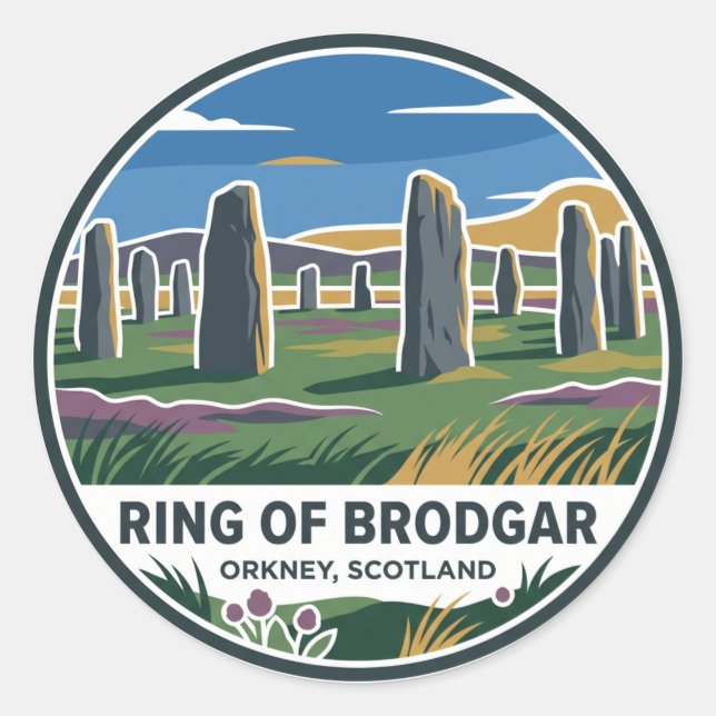 Ring von Brodgar Schottland Runder Aufkleber (Vorderseite)