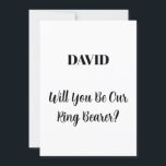 Ringbearer Individuelle Name Einfache Minimale Hoc Einladung<br><div class="desc">Einfaches,  minimales und elegantes Design zum frag "Werden Sie unser Ringträger" mit benutzerdefinierten Vorlagen für Nachrichten und individuelle Name-Text,  damit Sie sich anpassen können!</div>