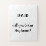 Ringbearer Individuelle Name Einfache Minimale Hoc Puzzle<br><div class="desc">Einfaches, minimales und elegantes Design zum frag "Werden Sie unser Ringträger" mit benutzerdefinierten Vorlagen für Nachrichten und individuelle Name-Text, damit Sie sich anpassen können!</div>