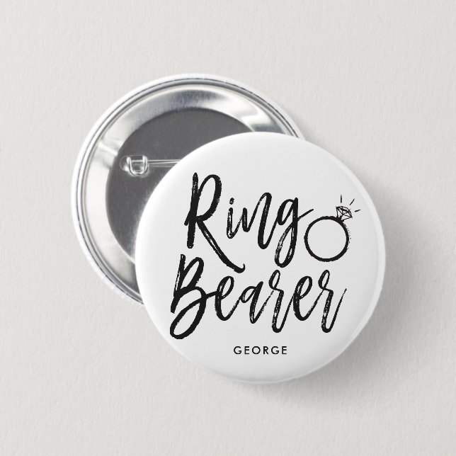 Ringbearer | Skript-Art-kundenspezifische Hochzeit Button (Vorne & Hinten)