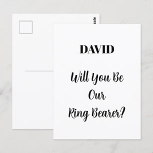 Ringbearer Wedding Simple Minimal Individuelle Nam Postkarte