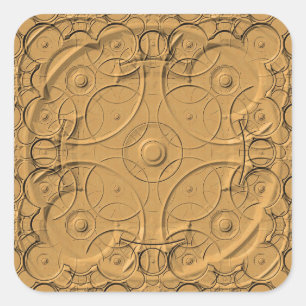 Ringe auf Goldmetall-Aufkleber Quadratischer Aufkleber