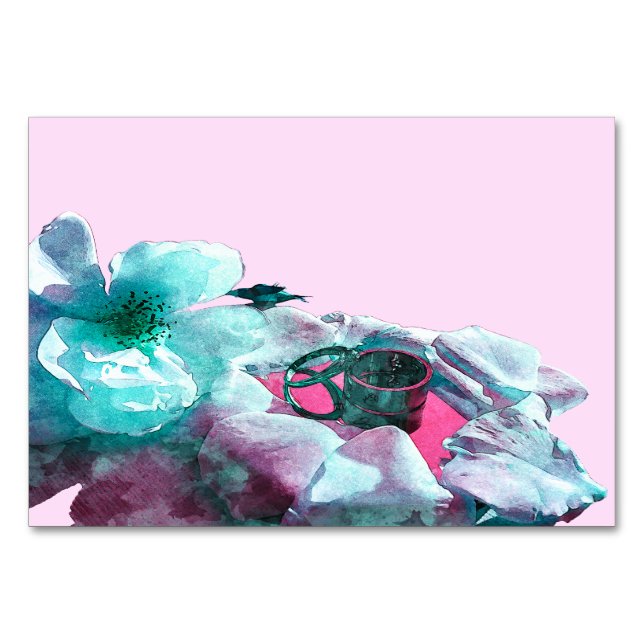 Ringe mit weißen Rosenblättern Tischnummer (Vorderseite)