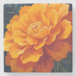 Ringelblume | Aquarell-Blumenmalerei Steinuntersetzer