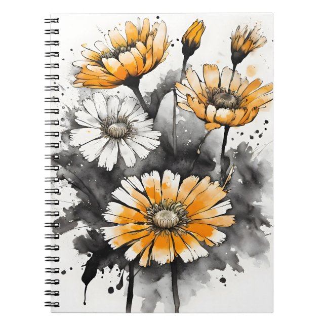 Ringelblume - Aquarellblumen Notizblock (Vorderseite)
