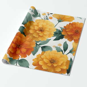 Ringelblume Botanische Florale Wasserfarbe Herbst Geschenkpapier