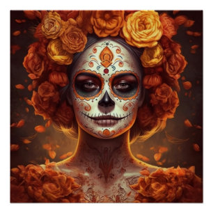 Ringelblume Catrina Día de los Muertos Poster