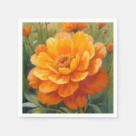 Ringelblume | Orange Wasserfarbe Floral Gemalt Serviette