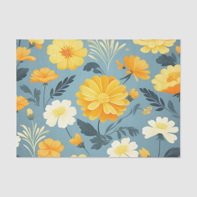 Ringelblumen-Blumenmuster Seidenpapier (Vorderseite)