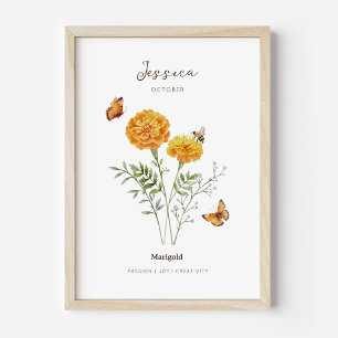 Ringelblumen-Geburtsmonats-Blumenposter Poster