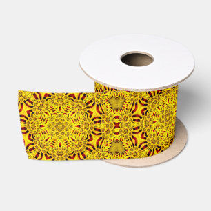 Ringelblumen gelb u. rotes Vintages Kaleidoskop Satinband