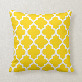 Ringelblumen-gelbes und weißes Quatrefoil Muster Kissen
