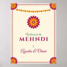 Ringelblumen Mehndi Willkommensschild Desi Hochzei