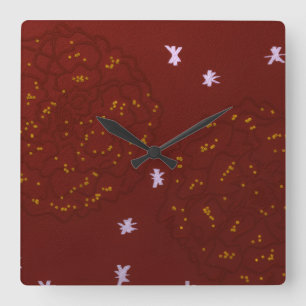 Ringelblumen mit Sternen Quadratische Wanduhr