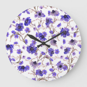 Ringelblumen, nahtloses Blumen-Wallpaper Große Wanduhr