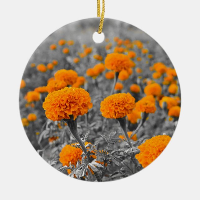 Ringelblumen- oder Tagetes-Blumen Keramikornament (Vorne)
