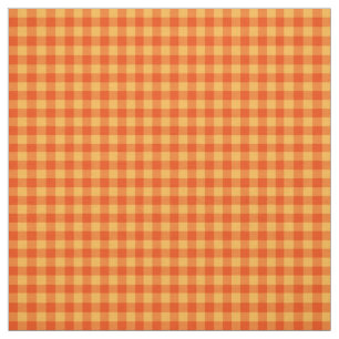 Ringelblumen-orange und gelbes Karo-Gingham-Muster Stoff