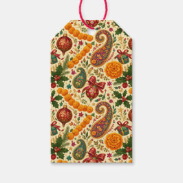 Ringelblumen-Paisley-Weihnachtsgeschenkanhänger Geschenkanhänger