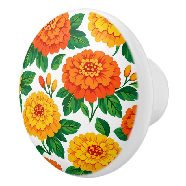 Ringelblumen-Schubladengriff Keramikknauf (Rechts)