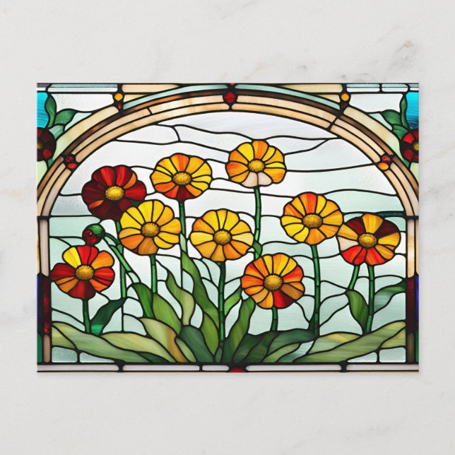Ringelblumen-Stained-Glas-Garten  Postkarte (Vorderseite)