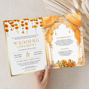 Ringelblumen Südindische Mandap Hindu-Hochzeit Einladung