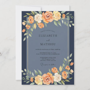Ringelblüten-Schiefer-Hochzeit Einladung