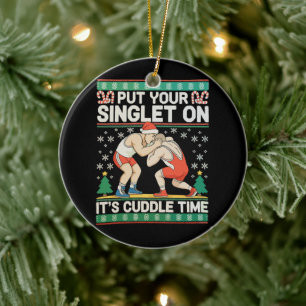 Ringen Zieh Dein Singlet An Weihnachtsringer Keramik Ornament