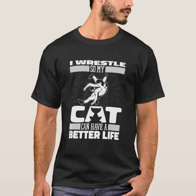 Ringer Katze   Ringen Wrestling T-Shirt (Vorderseite)