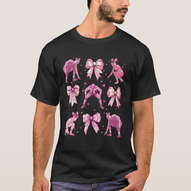 Ringer Ringerin Kokette Schleife Rosa Mutter T-Shirt (Vorderseite)