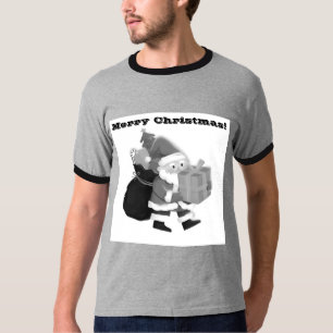 Ringer Weihnachts-Normaldruck Wish Grau/Schwarz 2x T-Shirt