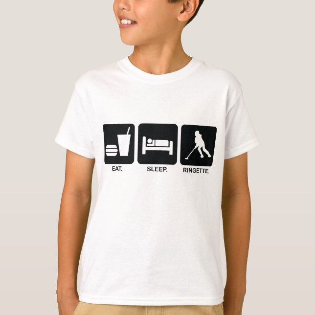 Ringette "essen Sie Schlaf Ringette" T-Shirt (Vorderseite)