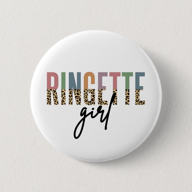 Ringette Girl Cheetah Print | Ringette Player Button (Vorderseite)