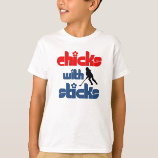 Ringette "Küken mit Stöcken" scherzt/Jugend-T - T-Shirt