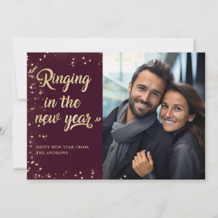 "Ringing im neuen Jahr!" Verlobung Foto Feiertagskarte