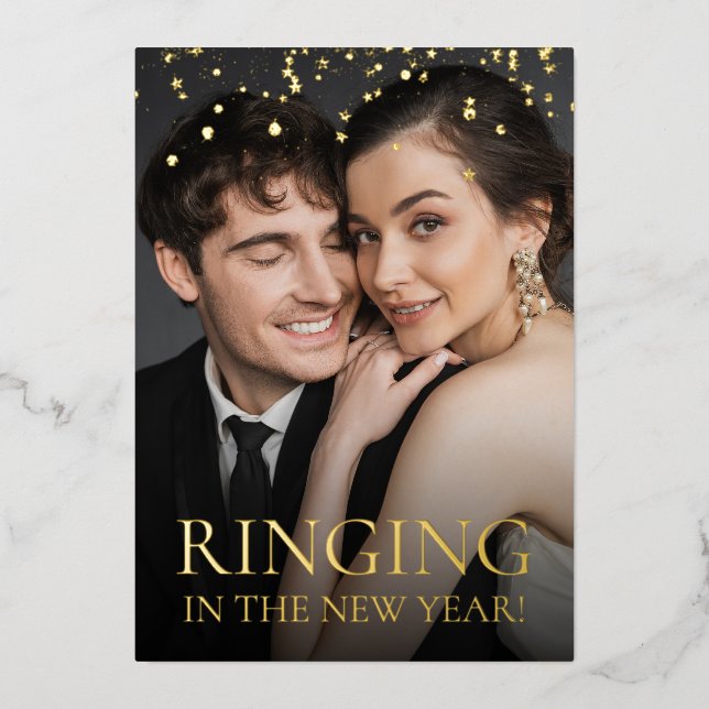 Ringing in the New year Save the date photo Folieneinladung (Vorderseite)